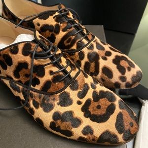 NEW J.Crew Calf Hair Leopard Oxfords Size 8